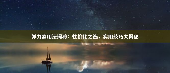 弹力素用法揭秘：性价比之选，实用技巧大揭秘