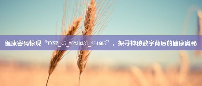 健康密码惊现“YXSP_v5_20230331_214605”，探寻神秘数字背后的健康奥秘