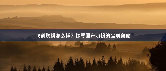 飞鹤奶粉怎么样？探寻国产奶粉的品质奥秘