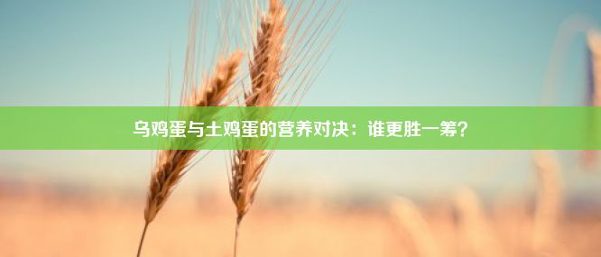 乌鸡蛋与土鸡蛋的营养对决：谁更胜一筹？