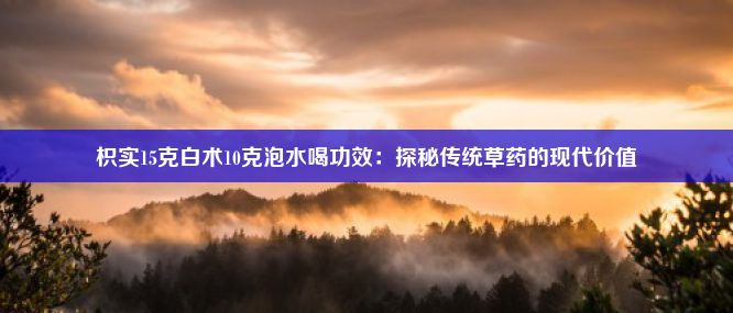 枳实15克白术10克泡水喝功效：探秘传统草药的现代价值