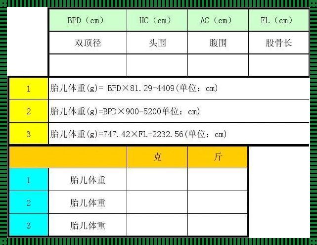 如何算胎儿体重标准公式