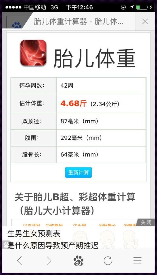 胎儿体重计算器mm单位：孕育新生命的小秘密
