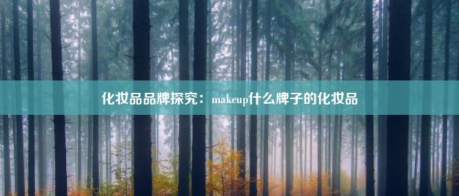 化妆品品牌探究：makeup什么牌子的化妆品