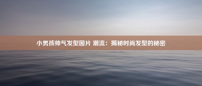 小男孩帅气发型图片 潮流：揭秘时尚发型的秘密