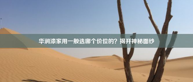 华润漆家用一般选哪个价位的？揭开神秘面纱