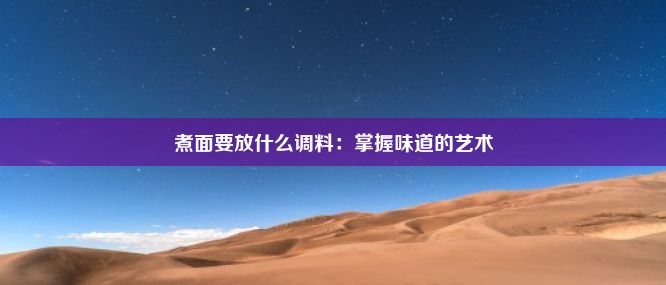 煮面要放什么调料：掌握味道的艺术