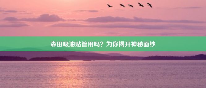 森田吸油贴管用吗？为你揭开神秘面纱