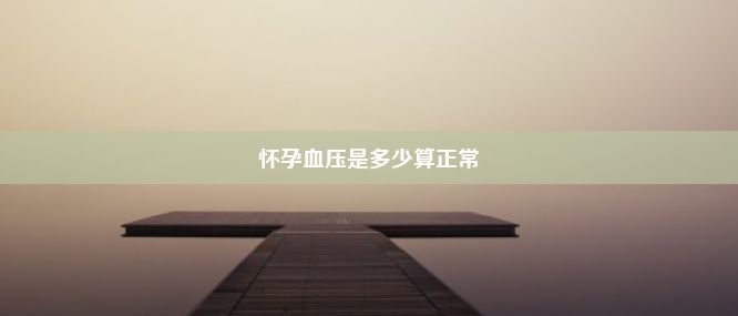 怀孕血压是多少算正常