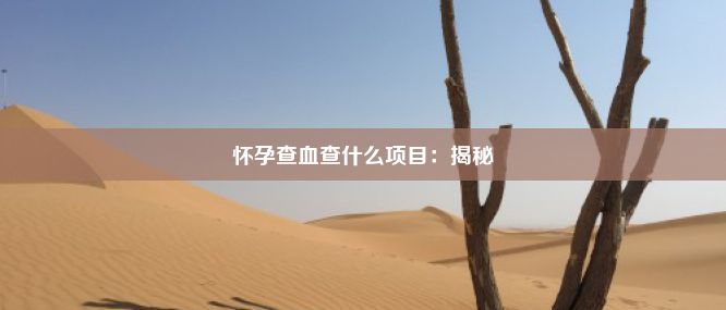 怀孕查血查什么项目：揭秘