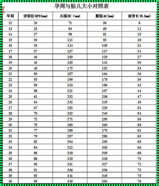 孕周胎盘成熟度对照表：深入了解胎盘发育的关键时期