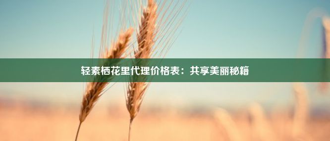 轻素栖花里代理价格表：共享美丽秘籍