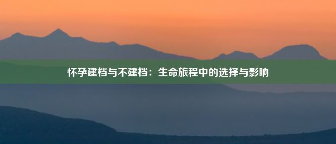 怀孕建档与不建档：生命旅程中的选择与影响