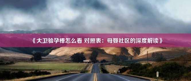 《大卫验孕棒怎么看 对照表：母婴社区的深度解读》