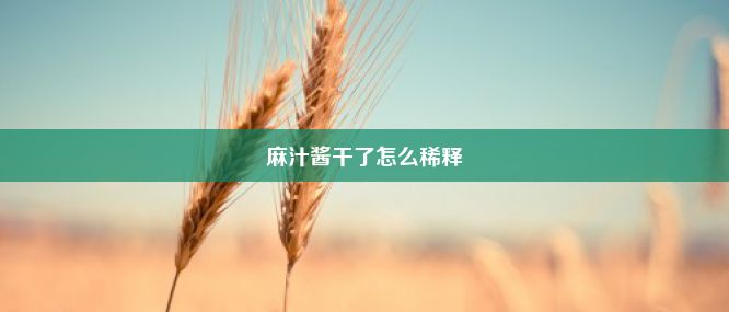 麻汁酱干了怎么稀释