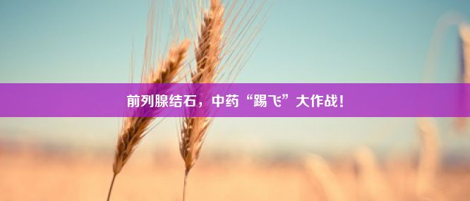 前列腺结石，中药“踢飞”大作战！