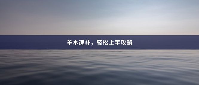 羊水速补，轻松上手攻略