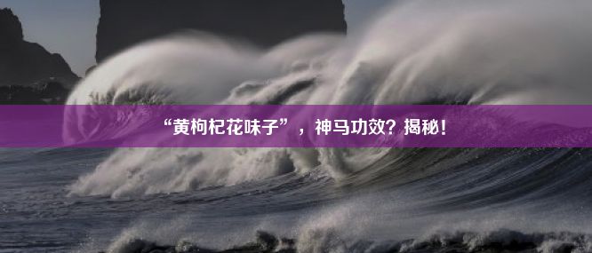 “黄枸杞花味子”，神马功效？揭秘！