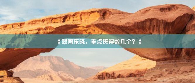 《翠园东晓，重点班得数几个？》