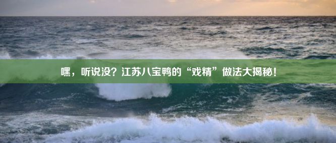 嘿，听说没？江苏八宝鸭的“戏精”做法大揭秘！