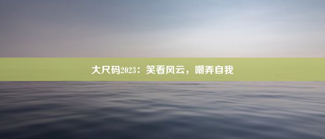 大尺码2023：笑看风云，嘲弄自我