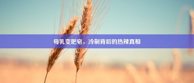 母乳变肥皂，冷制背后的热辣真相