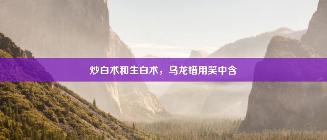 炒白术和生白术，乌龙错用笑中含