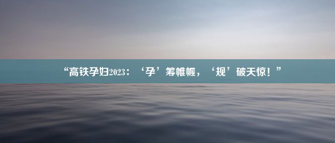 “高铁孕妇2023：‘孕’筹帷幄，‘规’破天惊！”