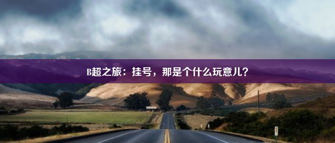 B超之旅：挂号，那是个什么玩意儿？