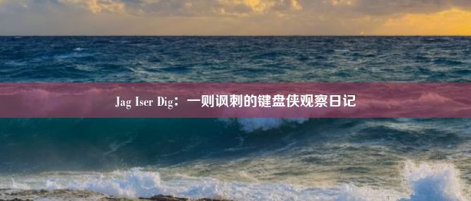 Jag Iser Dig：一则讽刺的键盘侠观察日记