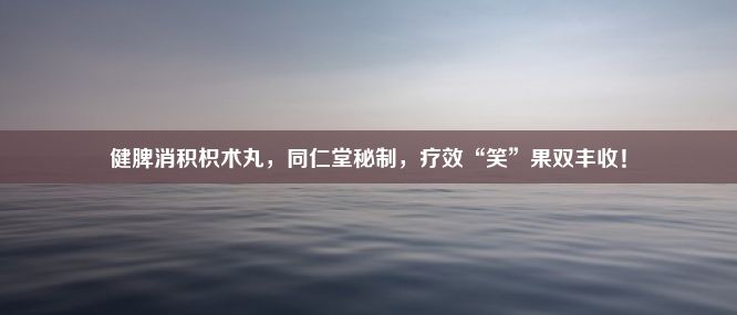 健脾消积枳术丸，同仁堂秘制，疗效“笑”果双丰收！